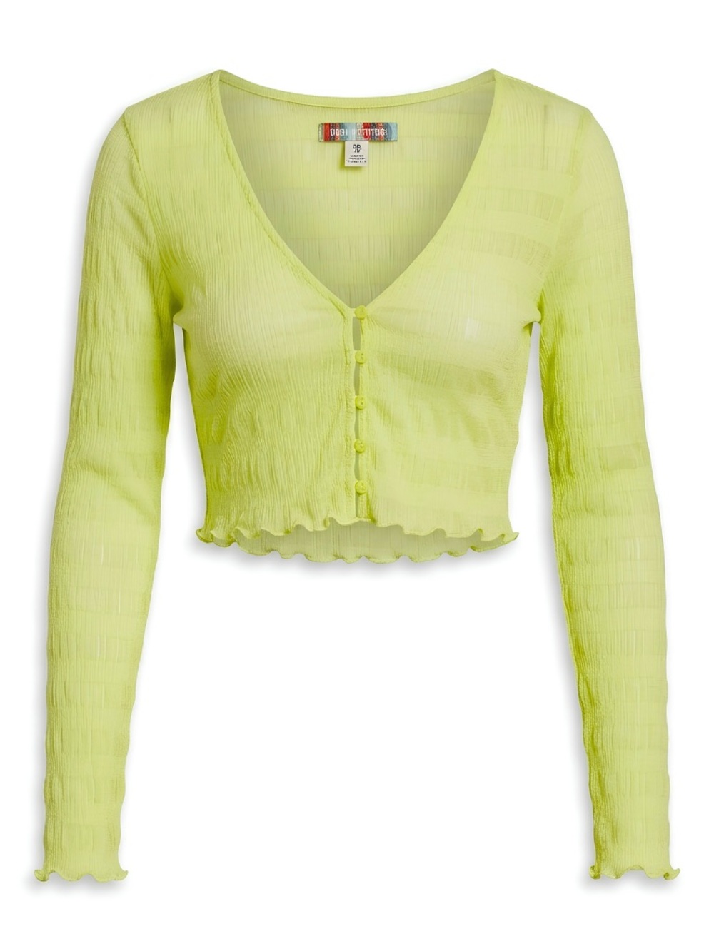 Urban Outfitters Neon Green Crinkle Button-Up Crop Top